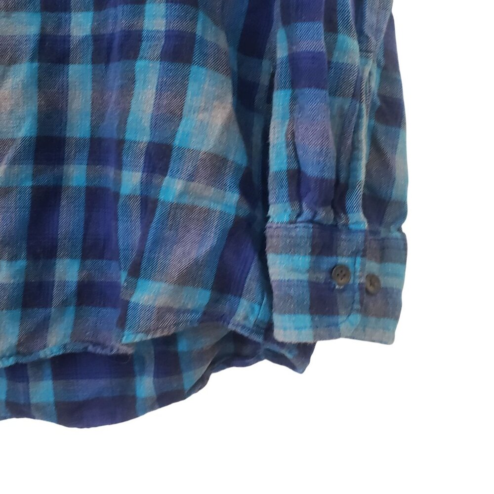 St Johns Bay Mens Plaid Button Down Shirt Size L Casual Blue Long Sleeve - Picture 3 of 7